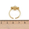 Brass Pearl Pink Enamel Flower Cuff Rings RJEW-C139-18A-G-5
