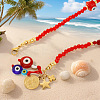 Glass Evil Eye Pendant Beaded Necklaces CR3382-3