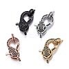Brass Micro Pave Black & Green Cubic Zirconia Lobster Claw Clasp ZIRC-Z011-19-1