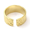 304 Stainless Steel Textured Open Cuff Ring for Women RJEW-I098-23G-3