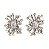 Flower Brass Clear Cubic Zirconia Stud Earrings EJEW-R025-22P-4
