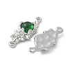 Brass Pave Green Glass Connector Charms KK-U052-02P-2