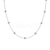 Clear Cubic Zirconia Flat Round Link 925 Sterling Silver Cable Chain Necklaces for Women NJEW-S457-09P-2