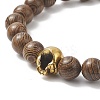 Natural Wenge Wood & Alloy Skull Beaded Stretch Bracelet for Women BJEW-JB09146-4