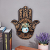 Hamsa Hand Wooden Crystal Sphere Display Stands AJEW-WH0258-822B-4