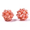 Electroplate Opaque Glass Round Woven Beads GLAA-T024-01C-A09-1