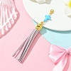 Cross Acrylic & Faux Suede Tassel Pendant Decorations HJEW-YW00078-06-1