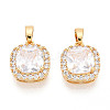 Brass Micro Pave Cubic Zirconia Pendants KK-N272-05G-1