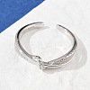 925 Sterling Silver Micro Pave Clear Cubic Zirconia Adjustable Cuff Rings for Women RJEW-G351-04P-2