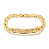 Brass Micro Pave Clear Cubic Zirconia Rectangle Link Bracelets BJEW-F498-01B-G-2