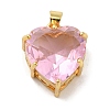 Golden Brass Micro Pave Cubic Zirconia Pendants KK-C072-37G-03-1
