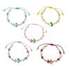Natural Dyed Yellow Jade & Plastic Imitation Pearl Braided Bead Bracelets for Women BJEW-MZ00308-2