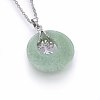 Natural Green Aventurine Flat Round Pendants G-I357-A03-2