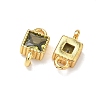 Brass Pave Cubic Zirconia Square Connector Charms KK-P348-12G-3