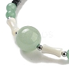 Natural Green Aventurine Round & Synthetic Non-magnetic Hematite & White Shell Beaded Bracelets for Women BJEW-K251-02H-3