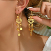 Fashionable Brass Coin with Heart Tassel Hoop Earrings AY1961-4