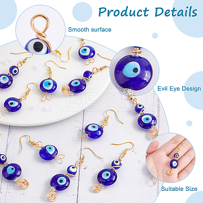 8 Pairs 2 Style Lampwork Evil Eye Dangle Earrings EJEW-PH0001-19-1