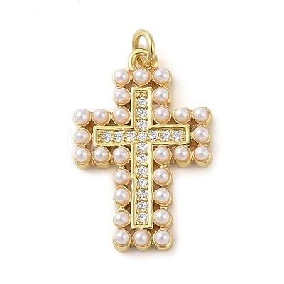 Brass Micro Pave Clear Cubic Zirconia Pendants KK-Q813-08D-G-1