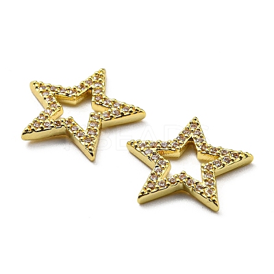 Rack Plating Brass Cubic Zirconia Charms KK-D026-23G-1