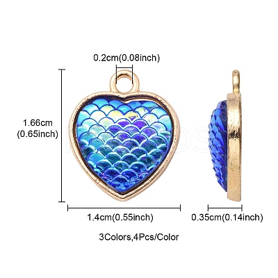 12Pcs 3 Colors Alloy Resin Pendants FIND-YW0003-75-1