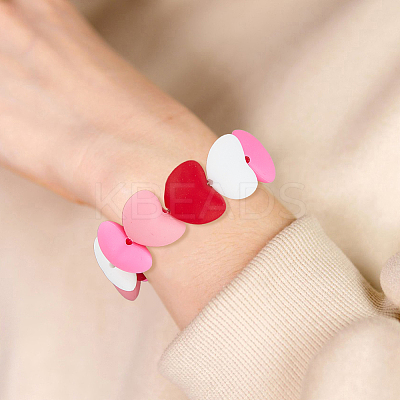 40Pcs 4 Colors Heart Food Grade Eco-Friendly Silicone Beads SIL-DC0001-77-1