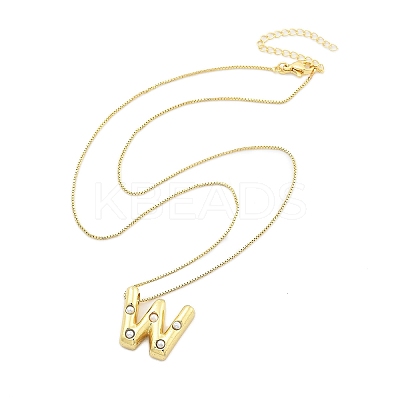 Brass & Plastic Pearl Letter Pendant Box Chain Necklaces for Women LS-NJEW-U017-01G-23-1