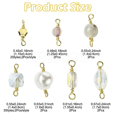 20Pcs 10 Styles Faceted Clear Glass Oval Connector Charms and Natural Agate(Dyed & Heated) Faceted Round Links KK-FS0001-91-1
