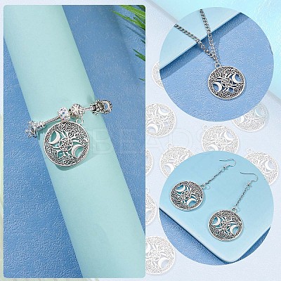 60Pcs Life of Tree Moon Charm Pendant Triple Moon Goddess Pendant Ancient Bronze for Jewelry Necklace Earring Making crafts JX339B-1