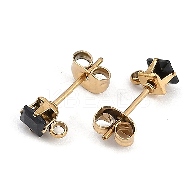 Ion Plating(IP) 304 Stainless Steel Cubic Zirconia Stud Earring Findings STAS-P373-06A-05-1