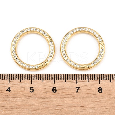 Brass Micro Pave Clear Cubic Zirconia Spring Gate Rings KK-H292-06G-1