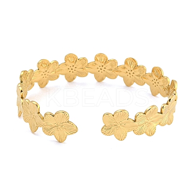 Real 18K Gold Plated 304 Stainless Steel Cuff Bangles BJEW-L695-001G-04-1