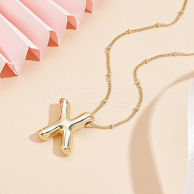 1pc Brass Chain with Alloy Letter Pendants Necklaces NJEW-LP0001-41X-G-1