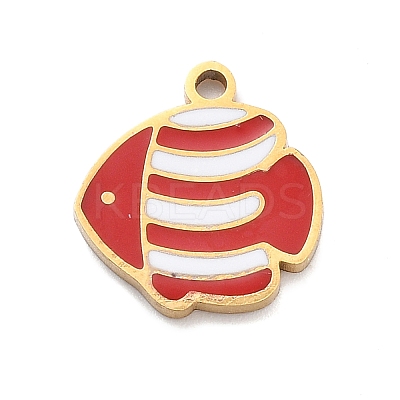 304 Stainless Steel Enamel Charms STAS-R169-04B-G-1
