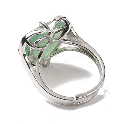 Gemstone Heart Adjustable Ring RJEW-E265-01P-1