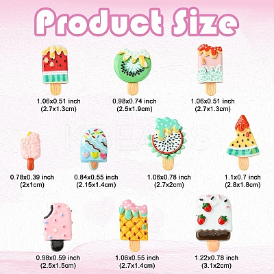 20Pcs 10 Styles Resin Cabochons CRES-YW0001-30-1
