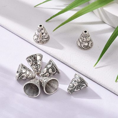 Tibetan Style Cone Alloy Bead Caps PALLOY-I112-09AS-1