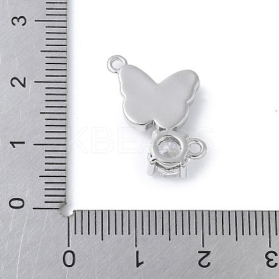 Brass Micro Pave Cubic Zirconia and Glass Connector Charms KK-F892-48P-1