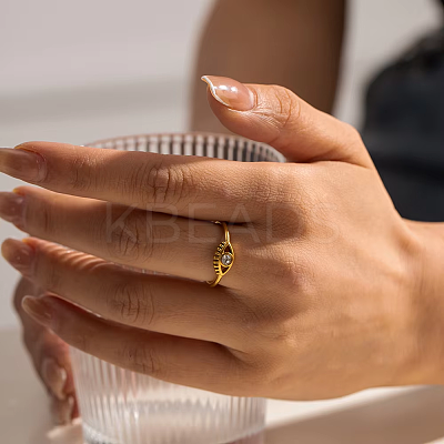 Adjustable 304 Stainless Steel with Cubic Zirconia Cuff Open Rings for Women LS-DT5559-1
