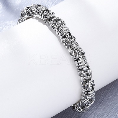 304 Stainless Steel Byzantine Chain Bracelets for Women Men BJEW-R018-14P-1