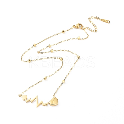 Ion Plating(IP) 304 Stainless Steel Heart Beat Pendants Necklace NJEW-K252-05G-1