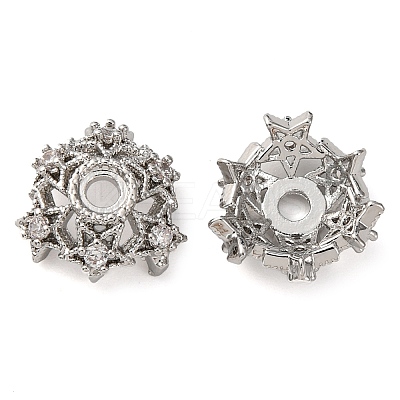 Brass Micro Pave Clear Cubic Zirconia Bead Caps KK-K378-46B-P-1