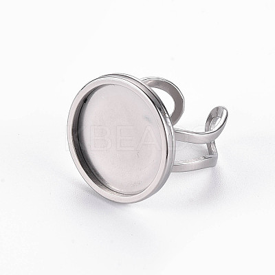 Tarnish Resistant 201 Stainless Steel Cuff Ring Findings STAS-S080-040E-P-1