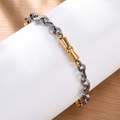 201 Stainless Steel Byzantine Chain Bracelets BJEW-B078-159GP-1