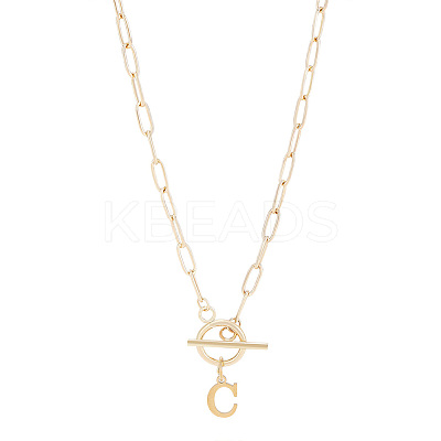 304 Stainless Steel Letter Pendant Necklaces NJEW-LP0001-52C-G-1
