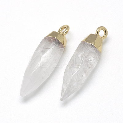 Natural Quartz Crystal Pointed Pendants G-Q495-05G-1