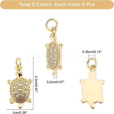 12Pcs 2 Colors Brass Micro Pave Clear Cubic Zirconia Pendants ZIRC-FH0001-29-1