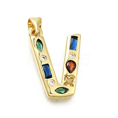 Brass Micro Pave Clear Cubic Zirconia Pendants KK-G521-01G-V-01-1