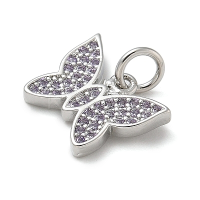 Rack Plating Brass Micro Pave Cubic Zirconia Pendants X-KK-K392-42P-1