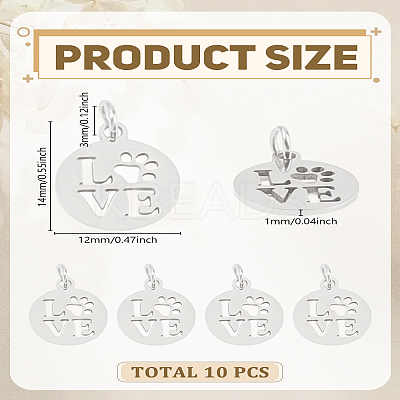 10Pcs 304 Stainless Steel Pendants STAS-LP0003-59P-1