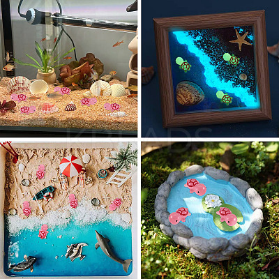12Pcs Luminous Translucent Resin Sea Animal Cabochons RESI-TA0004-56D-1